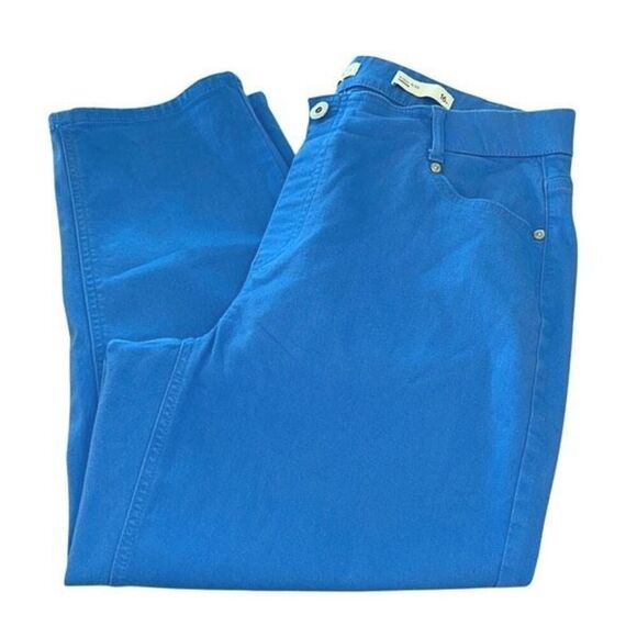 J. Jill high-rise cropped pull on denim stretch jeans, royal periwinkle blue siz - Picture 6 of 11